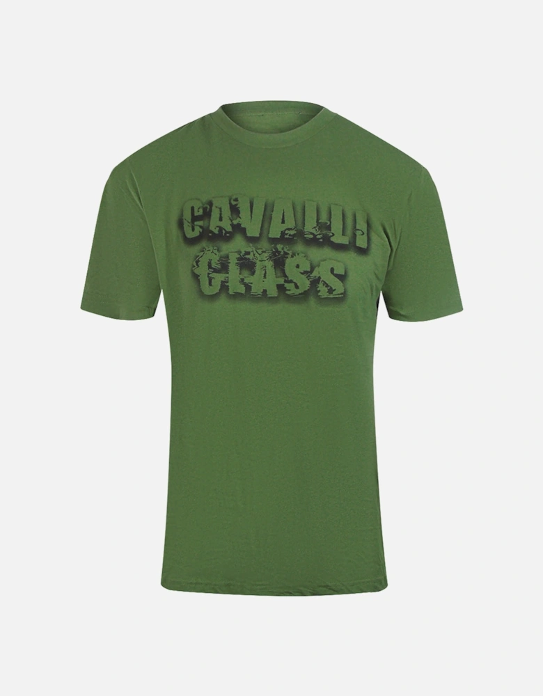 Cavalli Class Smoke Bold Logo Military Green T-Shirt