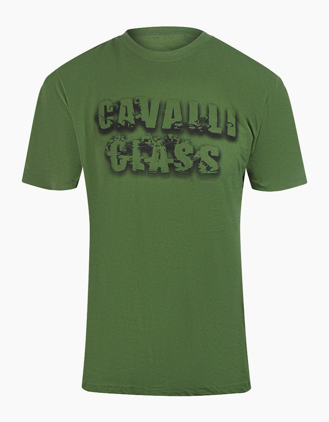 Roberto Cavalli Men's Green Cavalli Class Smoke Bold Logo Military T-Shirt - Size 42