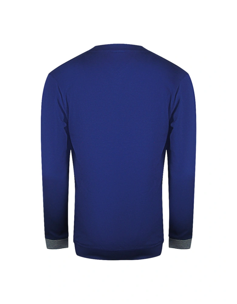 Cavalli Class Bold Multi Logo Iris Blue Round Neck Sweatshirt