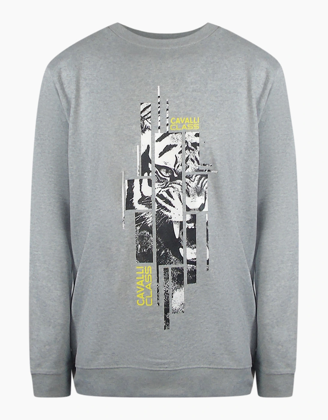Roberto Cavalli Men's Grey Cavalli Class Splintered Tiger Graphic Sweatshirt - Size: M
