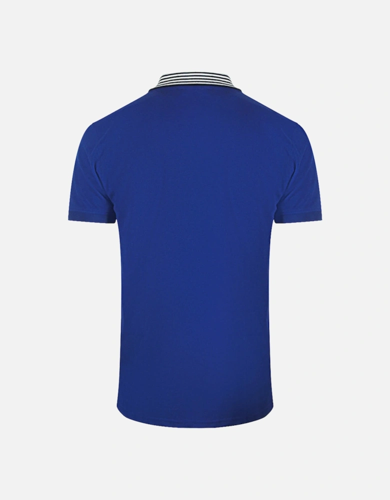 Cavalli Class Striped Collar Iris Blue Polo Shirt