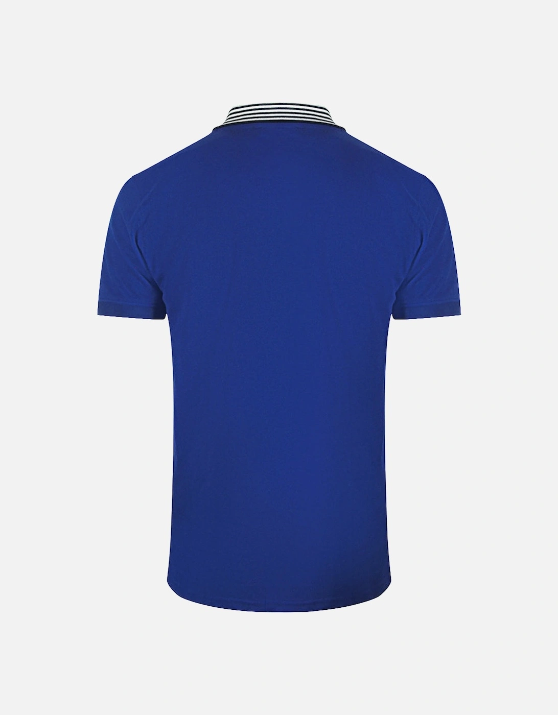 Cavalli Class Striped Collar Iris Blue Polo Shirt