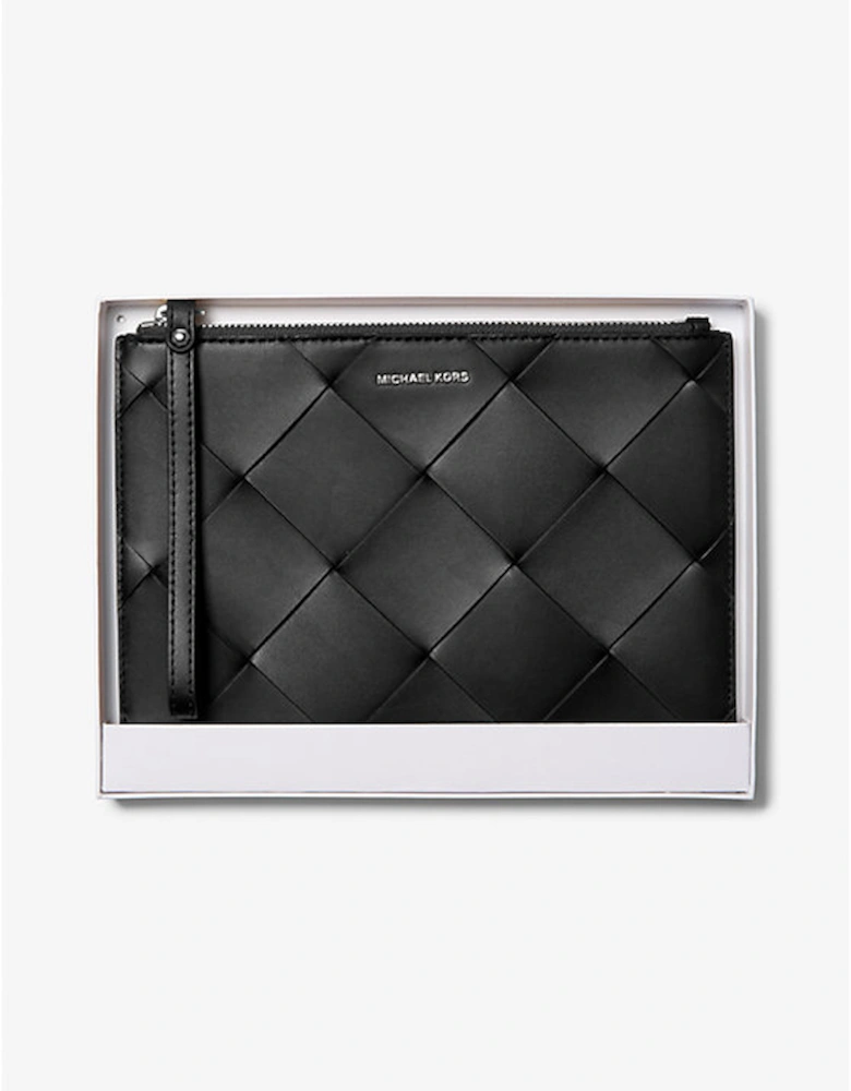 Jet Set Travel Extra-Large Woven Leather Wristlet