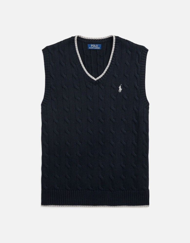 Ralph Lauren Cable-Knit Cotton Sleeveless Jumper - Hunter Navy
