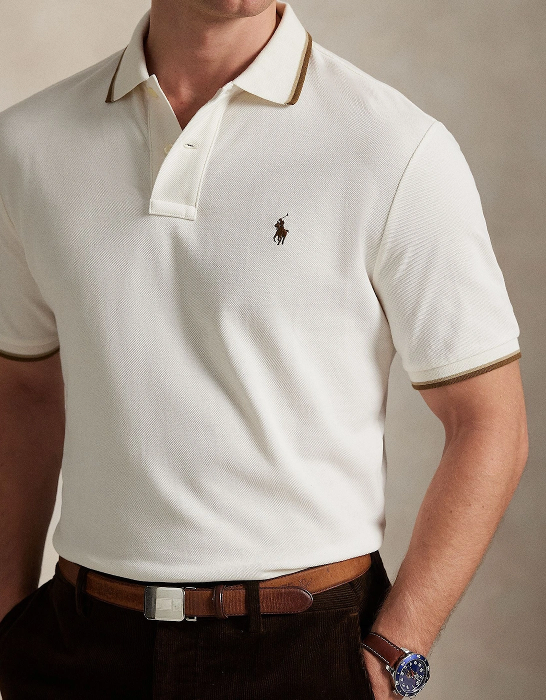 Ralph Lauren Custom Slim Fit Polo Shirt - Pale Cream