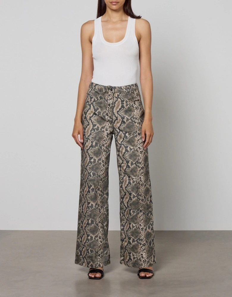 MAX&Co. Parure Snake-Print Cotton-Drill Trousers