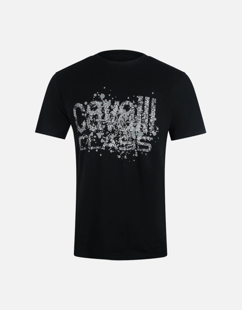 Cavalli Class Cracked Sprayed Logo Black T-Shirt