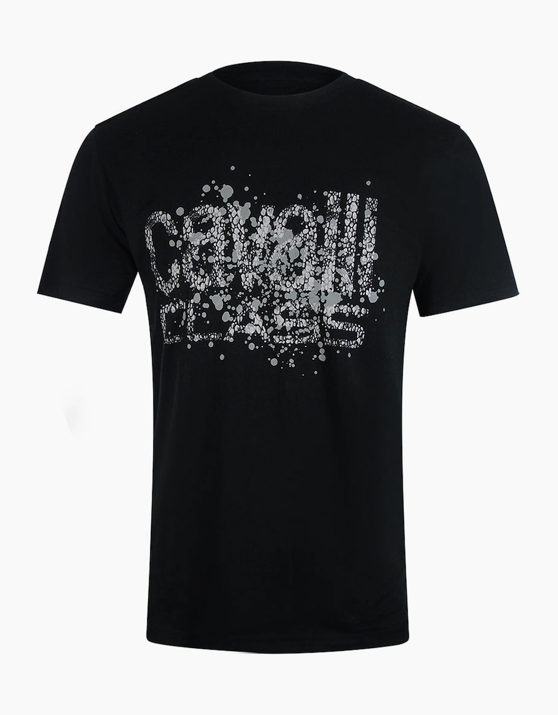 Roberto Cavalli Men's Black Cavalli Class Cracked Sprayed Logo T-Shirt - : 40 L
