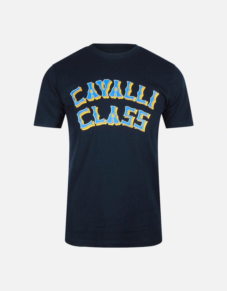 Cavalli Class Layered Logo Blue Navy T-Shirt