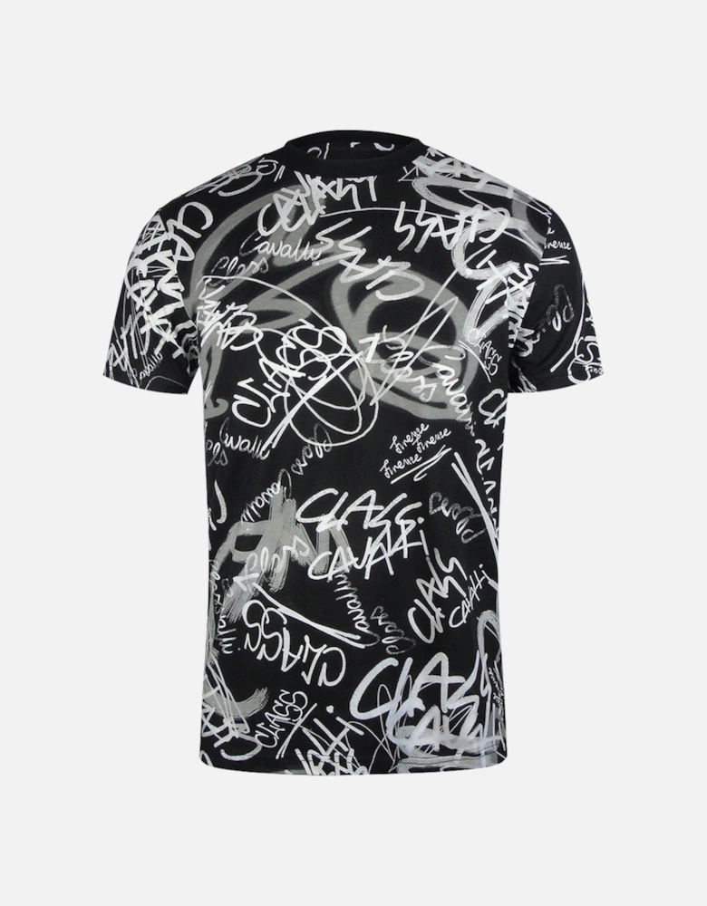 Cavalli Class Graffiti Black T-Shirt