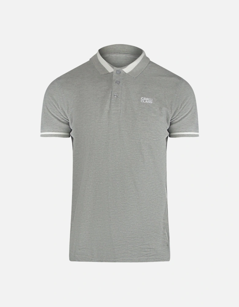 Cavalli Class Bold Stripe Collar Grey Polo Shirt