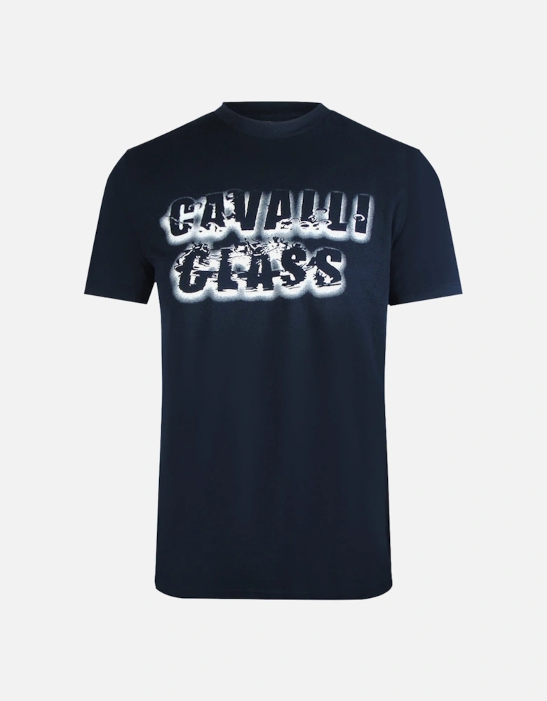 Cavalli Class Smoke Bold Logo Navy Blue T-Shirt