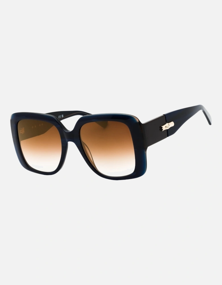Brown Gradient Lensed Blue Stone Sunglasses