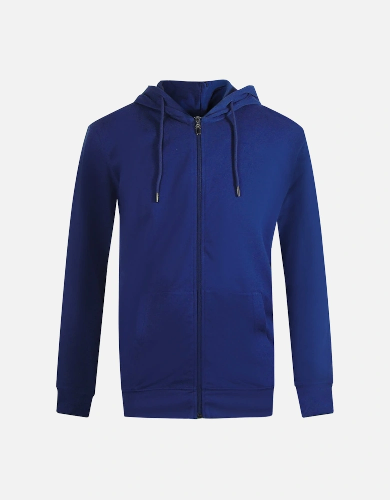 Cavalli Class Traditional Style Leopard Design Iris Blue Zip-Up Hoodie