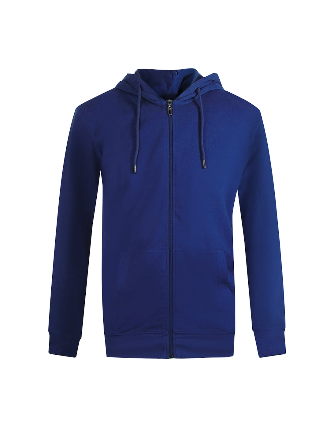 Men's Cavalli Class Traditional Style Leopard Design Iris Blue Zip-Up Hoodie - Size: 42