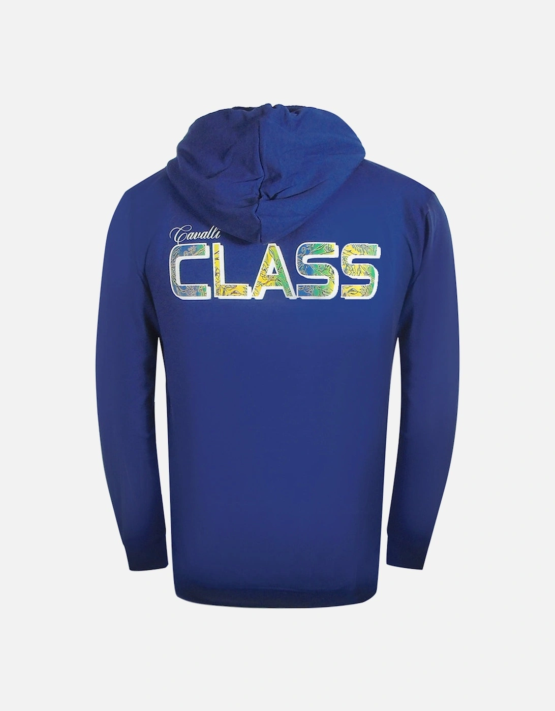 Cavalli Class Floral Bold Logo Iris Blue Zip-Up Hoodie