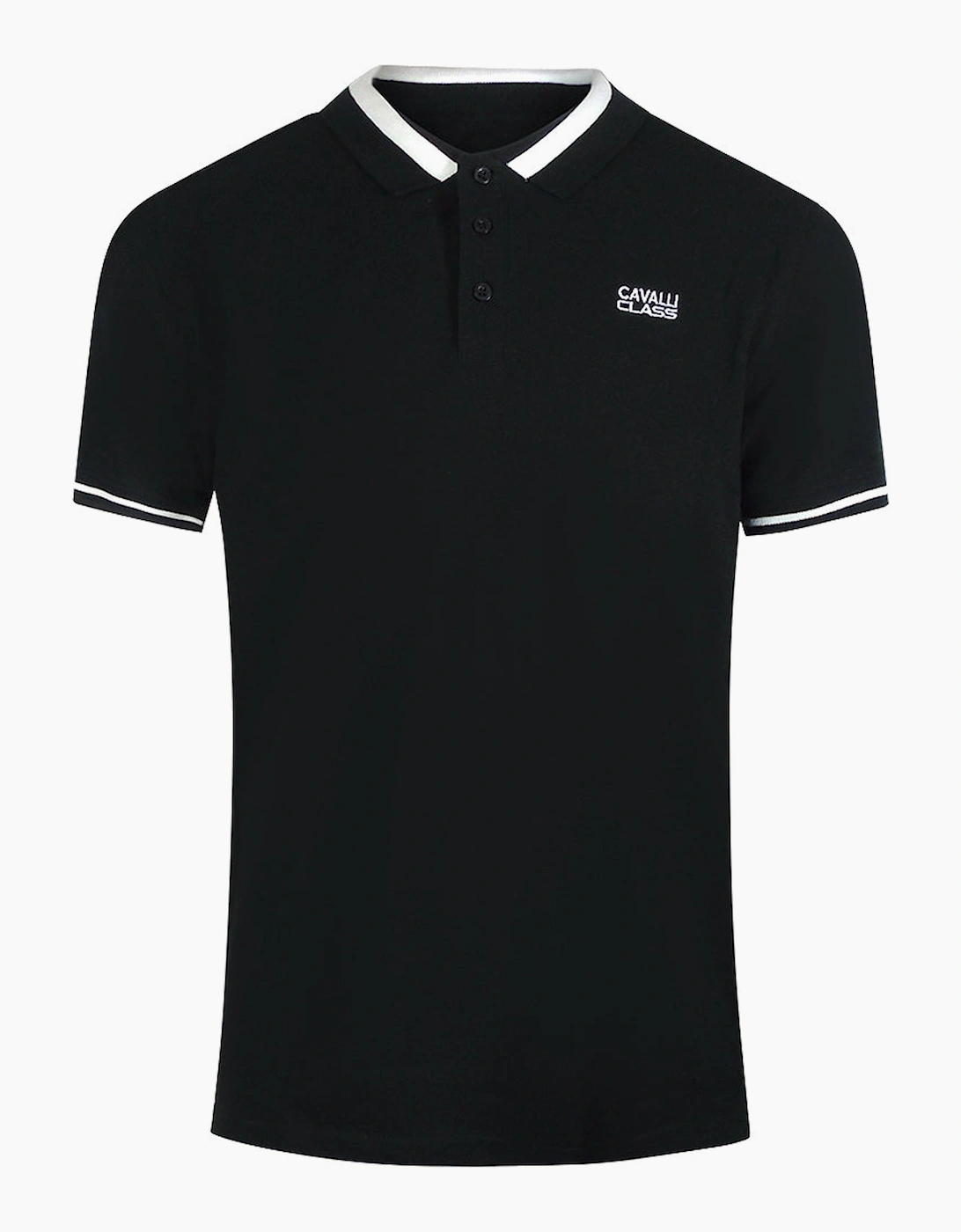 Roberto Cavalli Men's Black Cavalli Class Bold Stripe Collar Polo Shirt - : 42 Xl