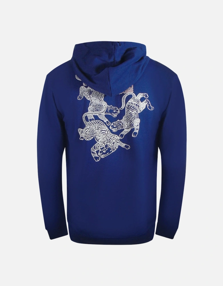 Cavalli Class Traditional Style Leopard Design Iris Blue Zip-Up Hoodie