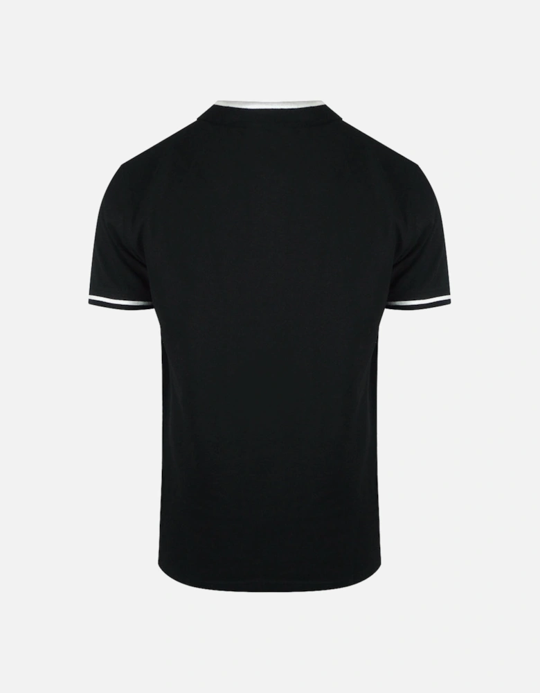 Cavalli Class Bold Stripe Collar Black Polo Shirt