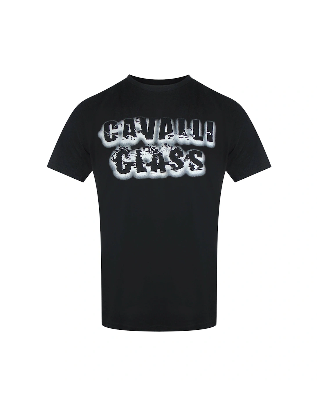Men's Cavalli Class Smoke Bold Logo Black T-Shirt - Size: 38