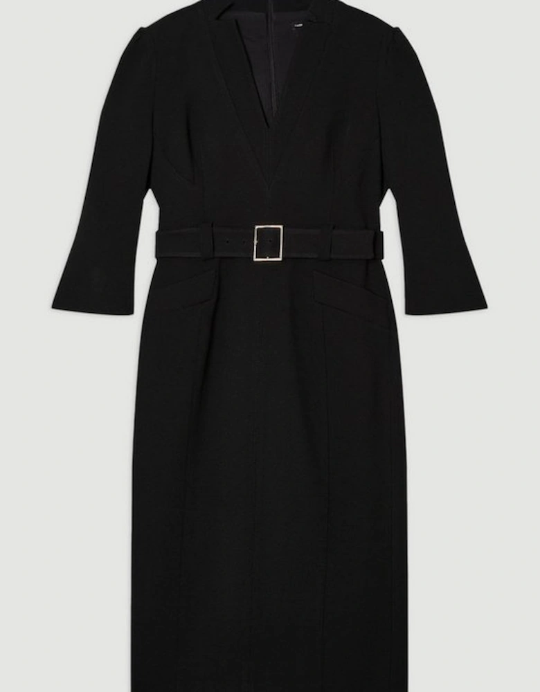 Plus Size Structured Crepe Belted Forever Midi Dress