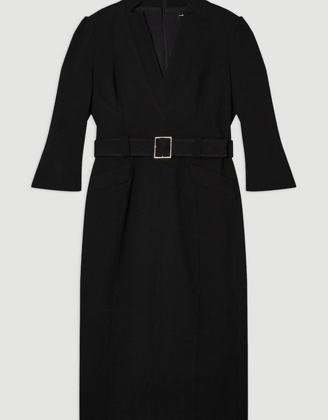 Plus Size Structured Crepe Belted Forever Midi Dress