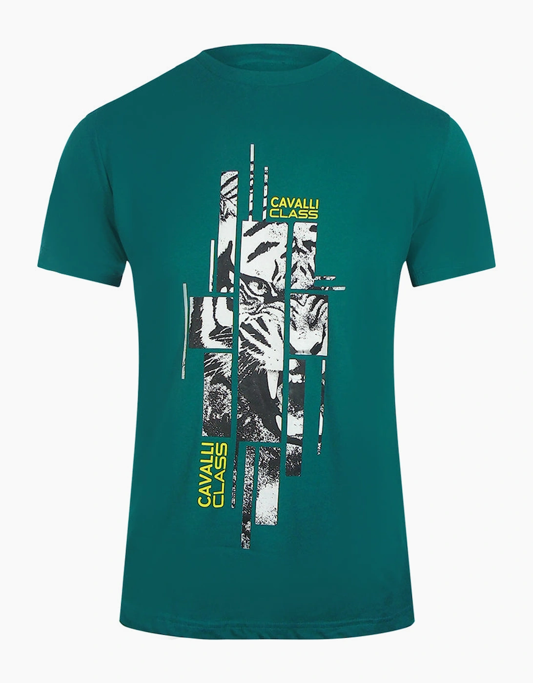 Roberto Cavalli Men's Green Cavalli Class Abstract Tiger Logo T-Shirt - : 44/Regular Xxl