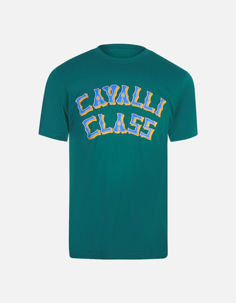 Cavalli Class Layered Logo Green T-Shirt