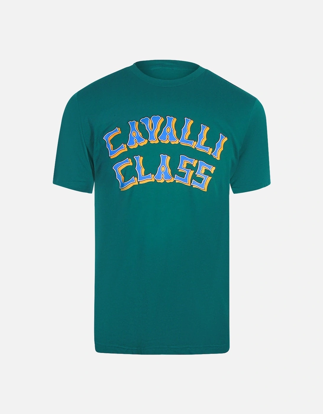 Cavalli Class Layered Logo Green T-Shirt, 3 of 2
