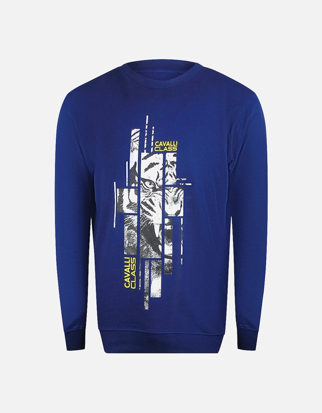 Cavalli Class Splintered Tiger Graphic Iris Blue Sweatshirt, 3 of 2