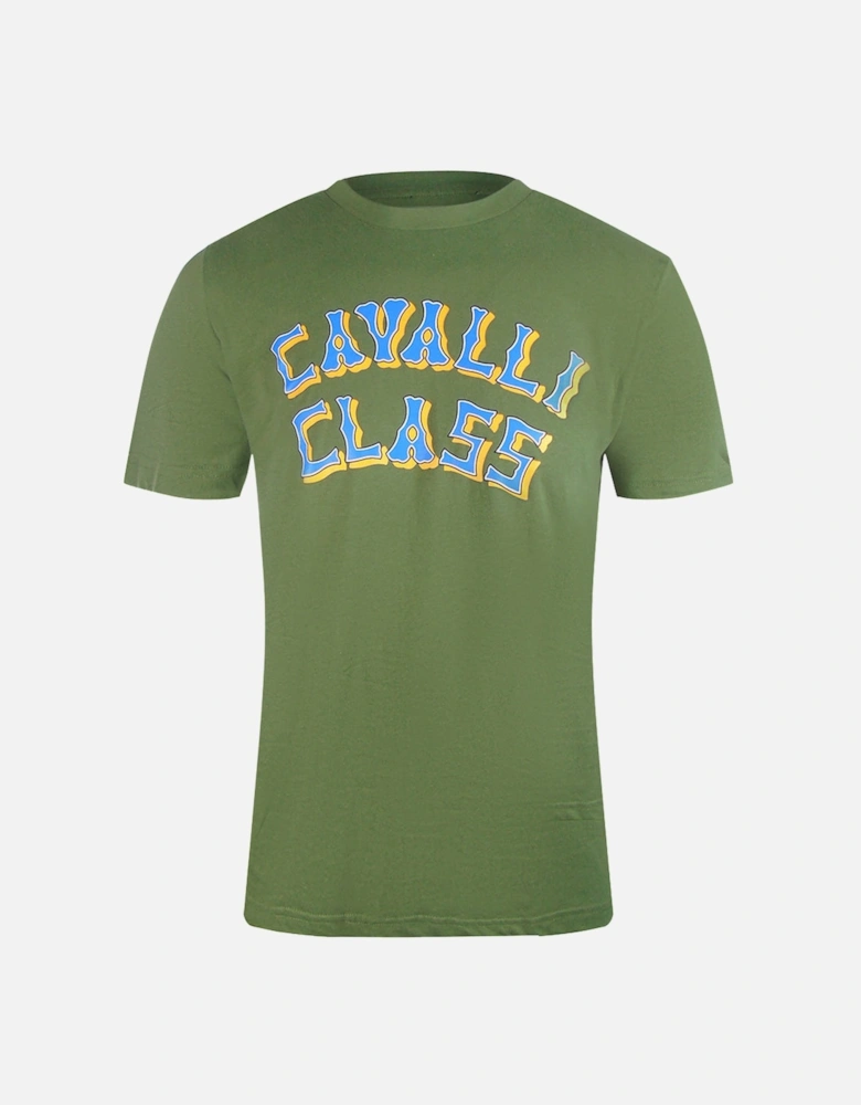 Cavalli Class Layered Logo Military Green T-Shirt
