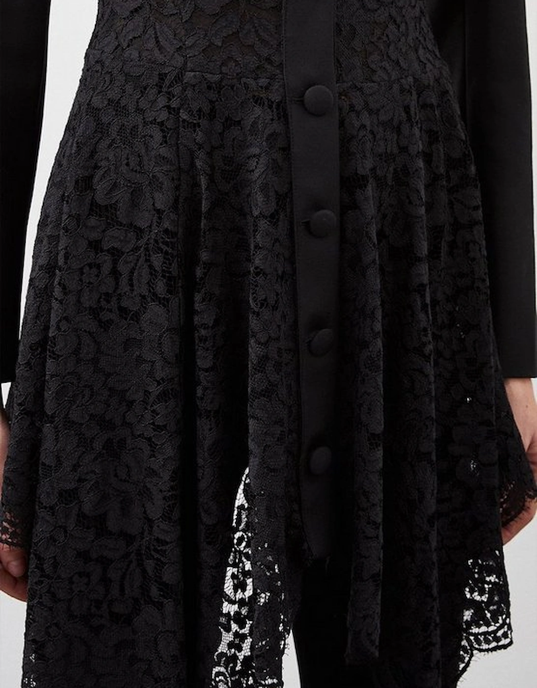Tailored Italian Lace Detail Longline Blazer