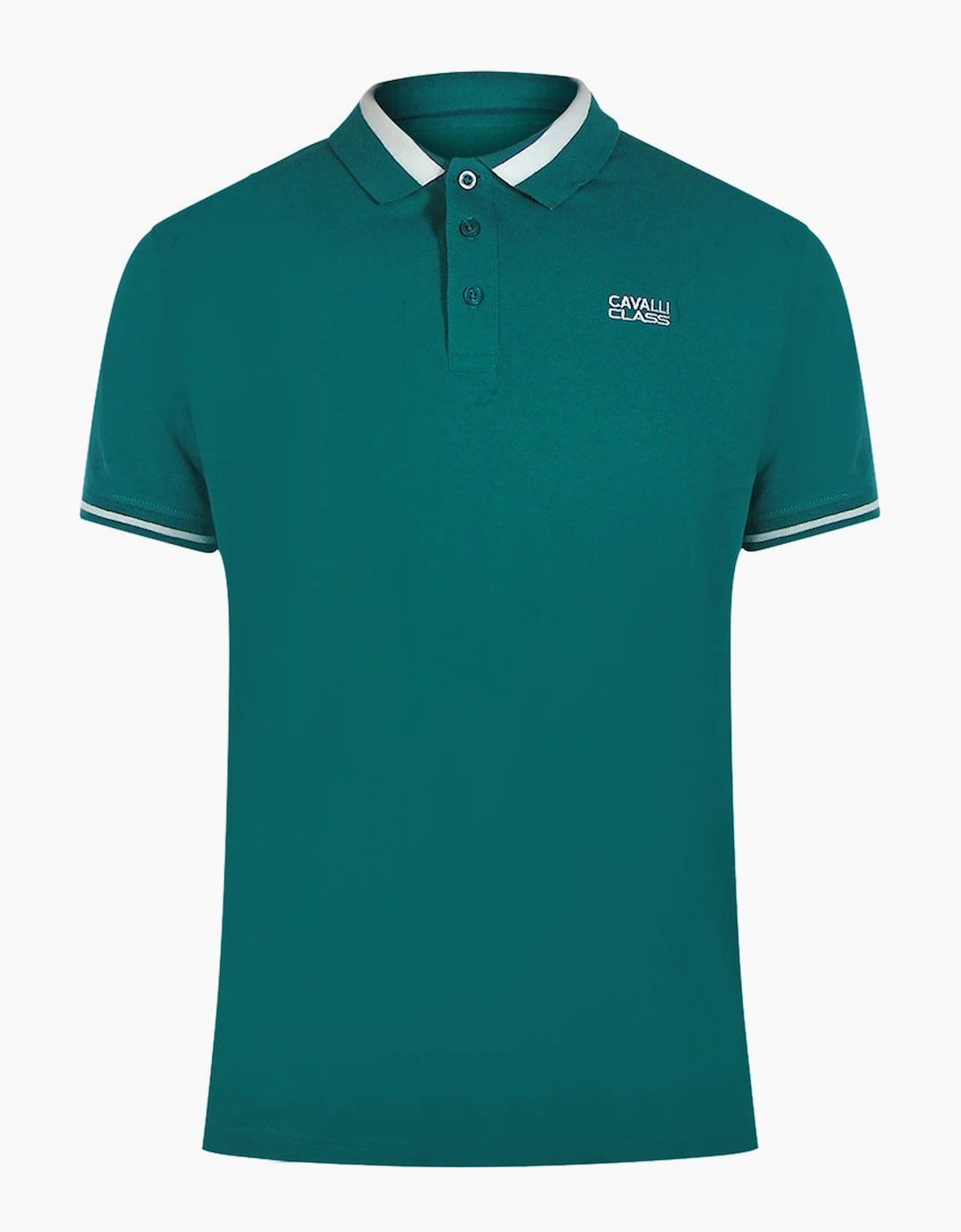 Roberto Cavalli Men's Green Cavalli Class Bold Stripe Collar Polo Shirt - : 42 Xl