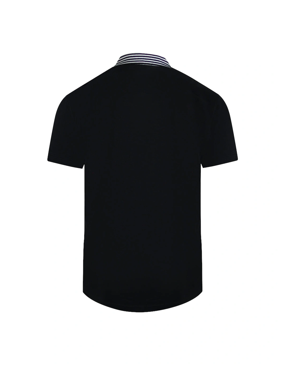 Cavalli Class Striped Collar Black Polo Shirt