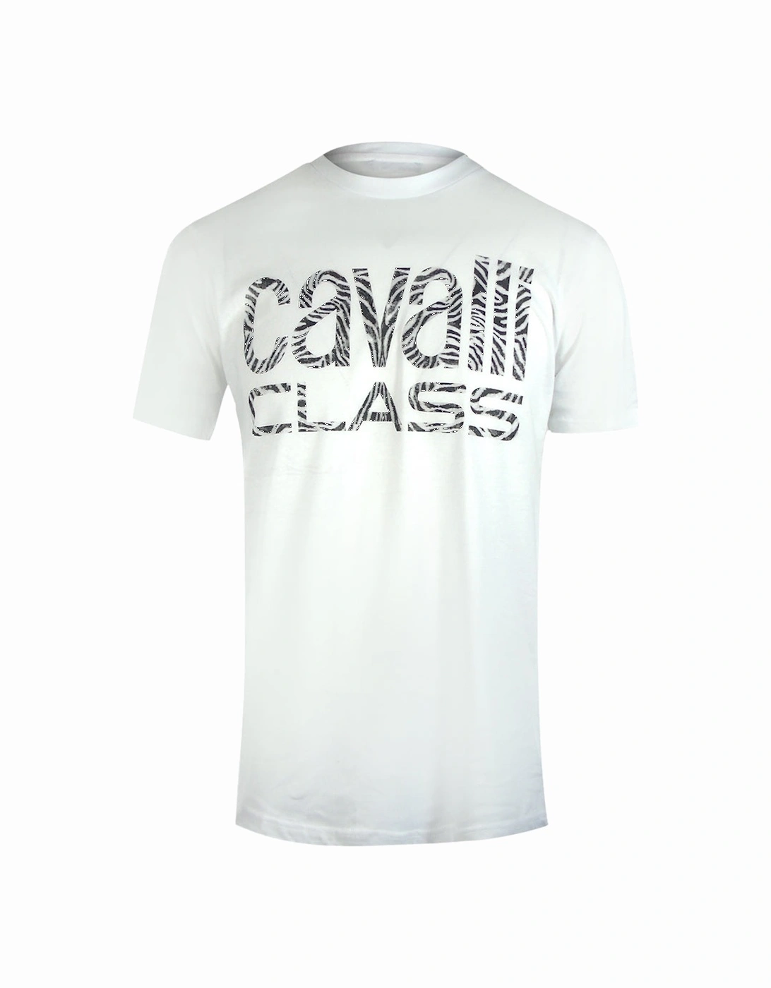 Cavalli Class Bold Zebra Print Logo White T-Shirt, 3 of 2