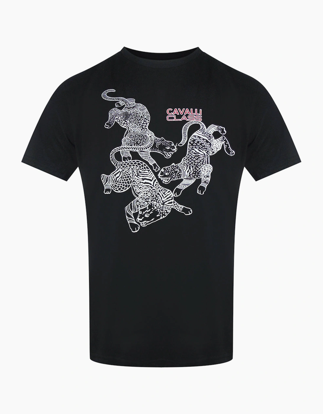 Roberto Cavalli Men's Black Cavalli Class Paisley Leopards Logo T-Shirt  42 Xl