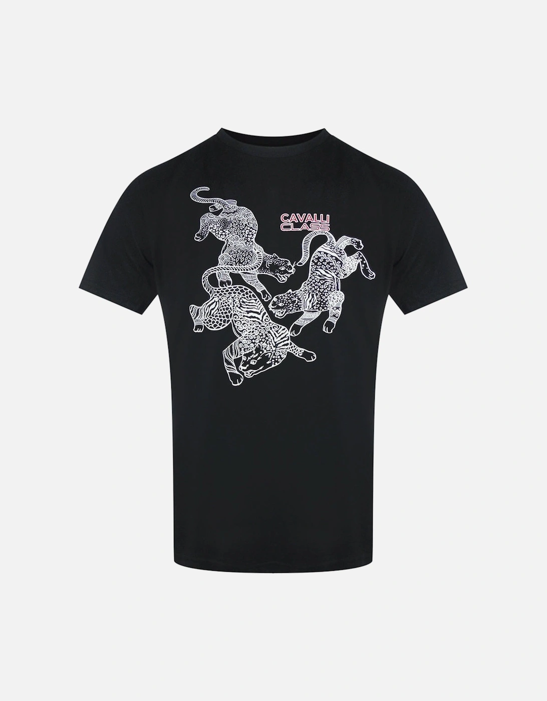 Cavalli Class Paisley Leopards Logo Black T-Shirt, 3 of 2