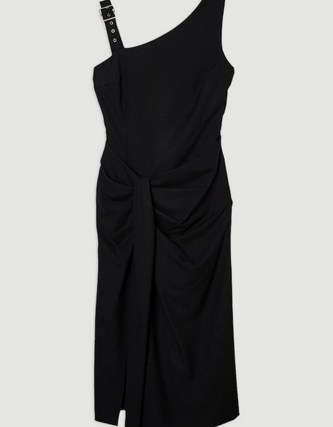 Plus Size Tailored Asymmetric Neck Strappy Detail Dress