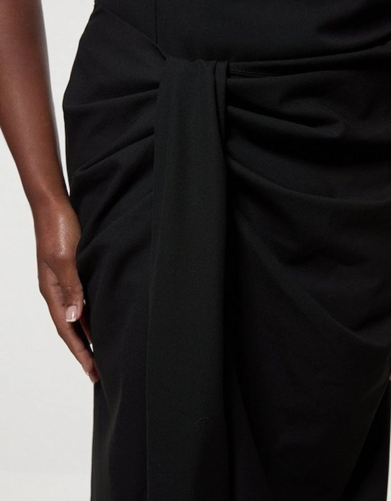 Plus Size Tailored Asymmetric Neck Strappy Detail Dress