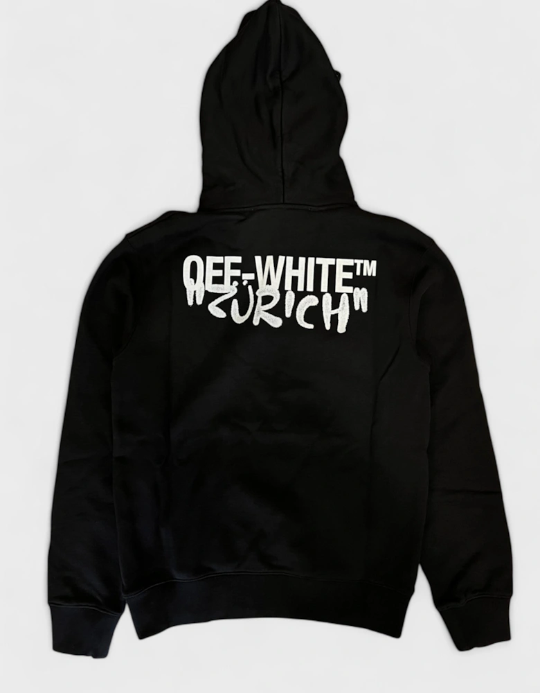 Zurich Slim Spray Hoodie Black White