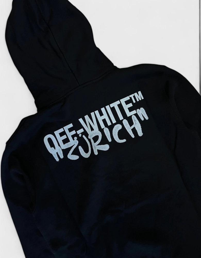 Zurich Slim Spray Hoodie Black White