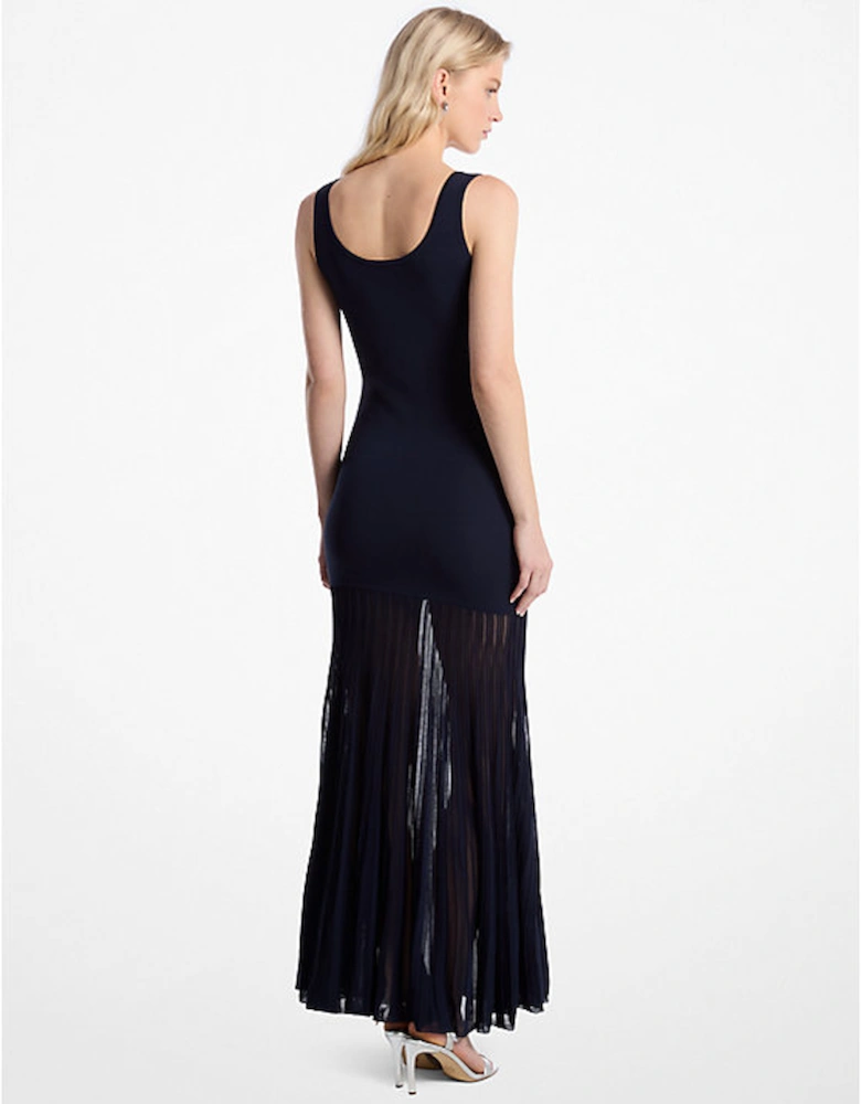 Stretch Viscose Blend Sheer Maxi Dress