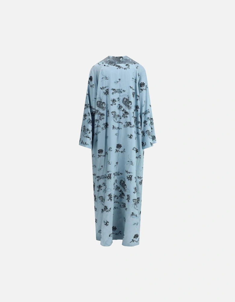 Silk Fagiolo Floral Embroidered Kimono Women - Light Blue Jackets