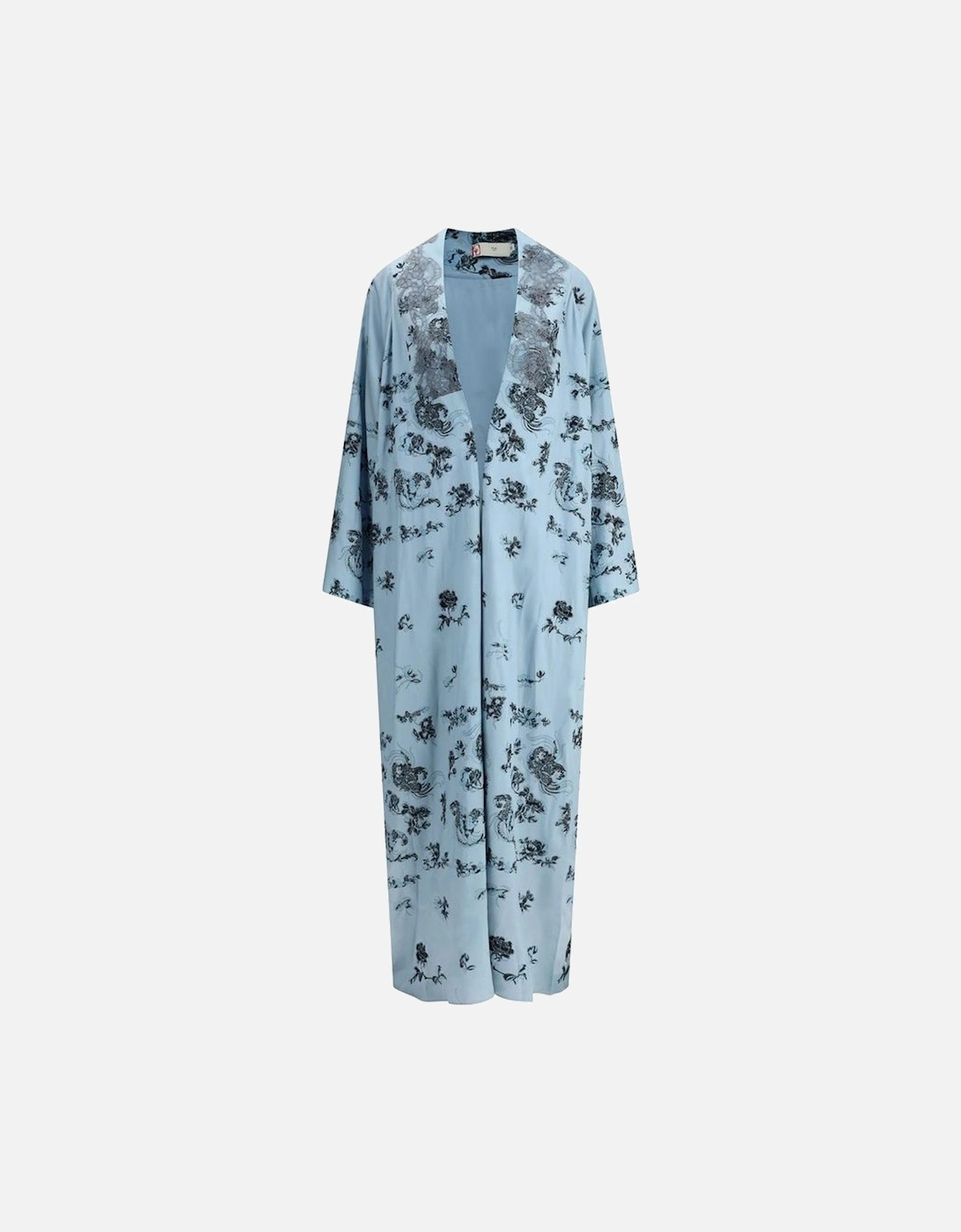 Silk Fagiolo Floral Embroidered Kimono Women - Light Blue Jackets, 4 of 3
