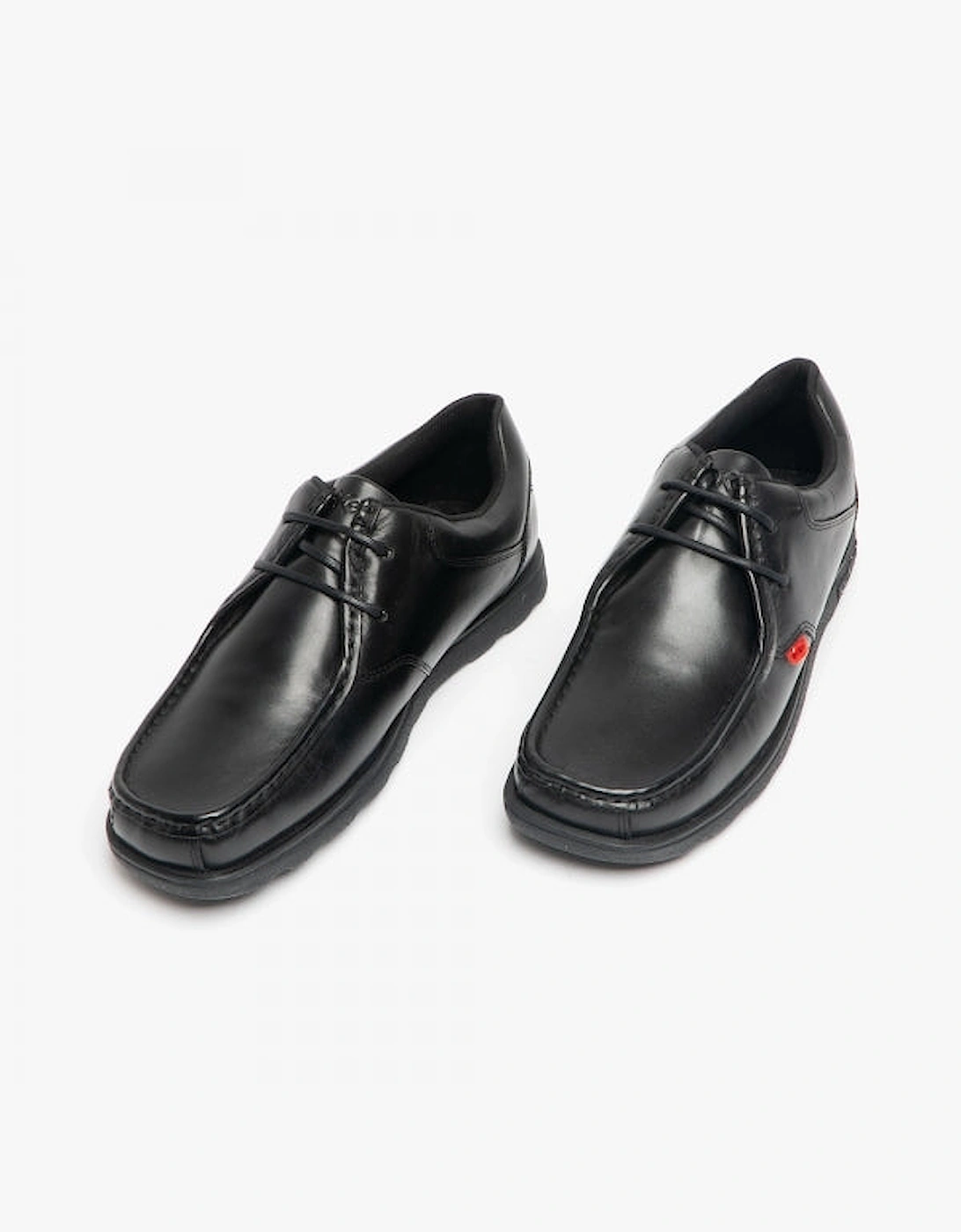 Boy's Kickers 114225 FRAGMA LACE 2 Eyelet Boys School Shoes Black - Size: 8 (older)