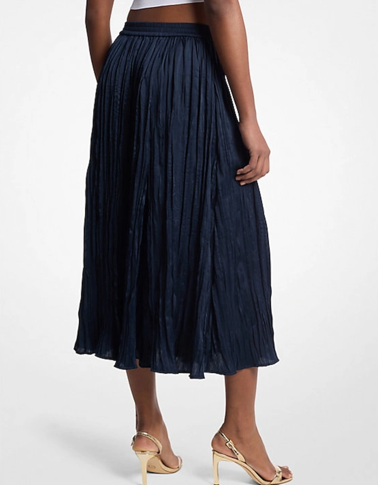 Crushed Satin Midi Skirt