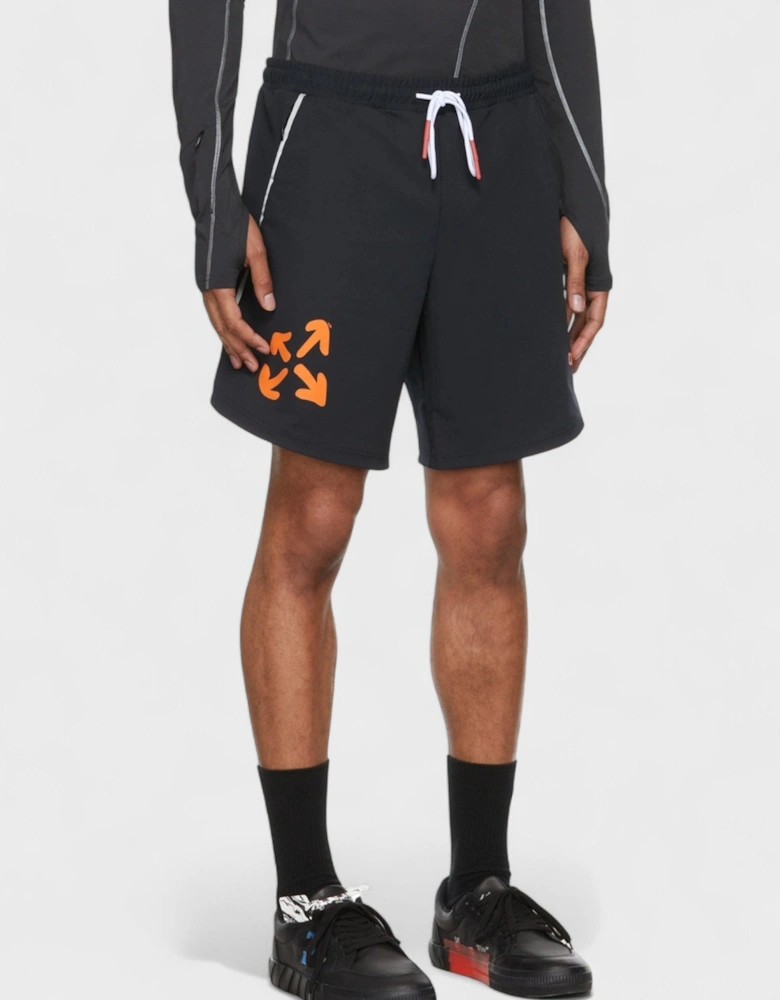 Active Arrow Knit Shorts Black Orange