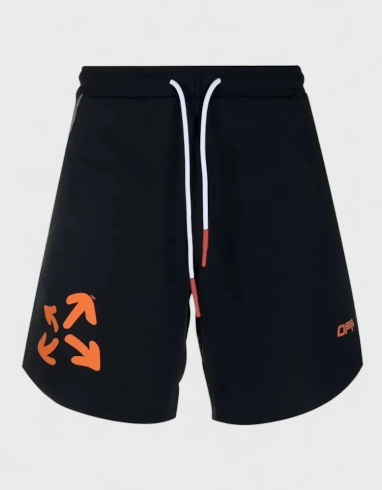 Active Arrow Knit Shorts Black Orange
