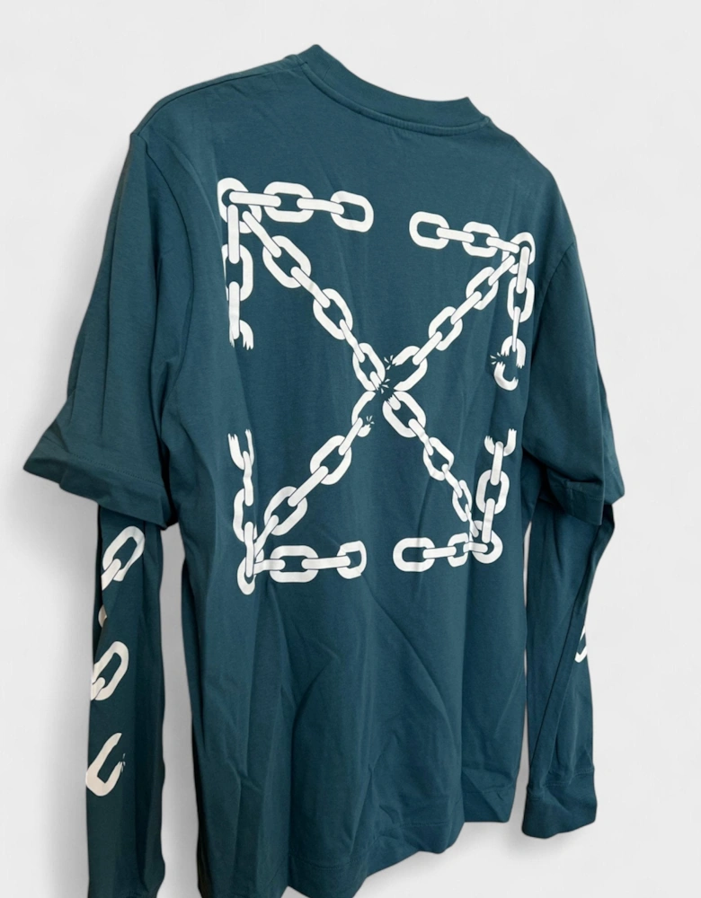 Chain Arrow Double Sleeve Green White
