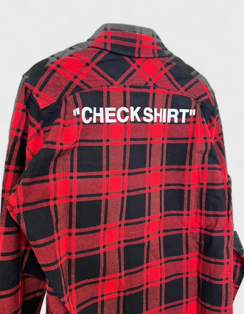Ssense Quote Flannel Shirt Red Black
